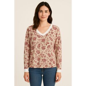 C & C California size 1X floral V neck sweater.